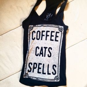 Strange Hearts Coffee, Cats & Spells Tank